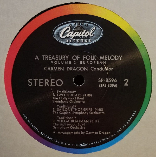Carmen Dragon Conducting The Capitol Symphony Orchestra And The The Hollywood Bowl Symphony Orchestra : A Treasury Of Folk Melody: Volume 2 - European (LP, Comp)