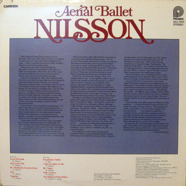 Harry Nilsson : Aerial Ballet (LP, Album, RE, RM)