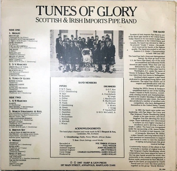 Scottish & Irish Imports Pipe Band : Tunes Of Glory (LP, Album)