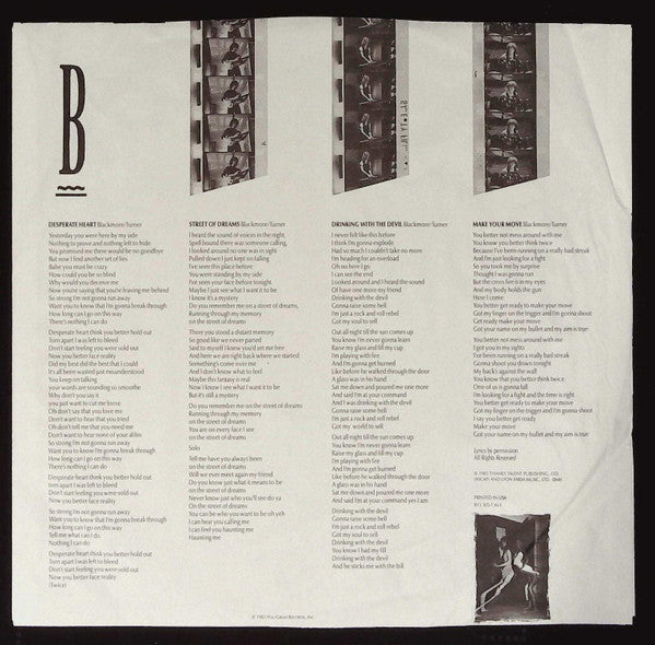 Rainbow : Bent Out Of Shape (LP, Album, 56,)