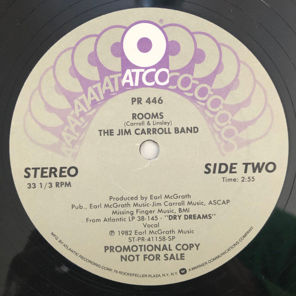The Jim Carroll Band : Work Not Play (12", Promo)
