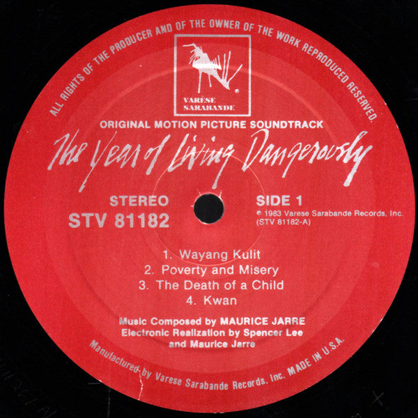 Maurice Jarre : The Year Of Living Dangerously (Original Motion Picture Soundtrack) (LP, Album)