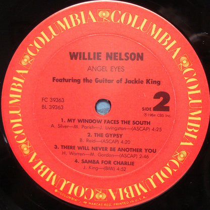 Willie Nelson Featuring the Guitar Of Jackie King : Angel Eyes (LP, Album, Pit)