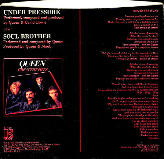 Queen & David Bowie : Under Pressure (7", Single, SP)
