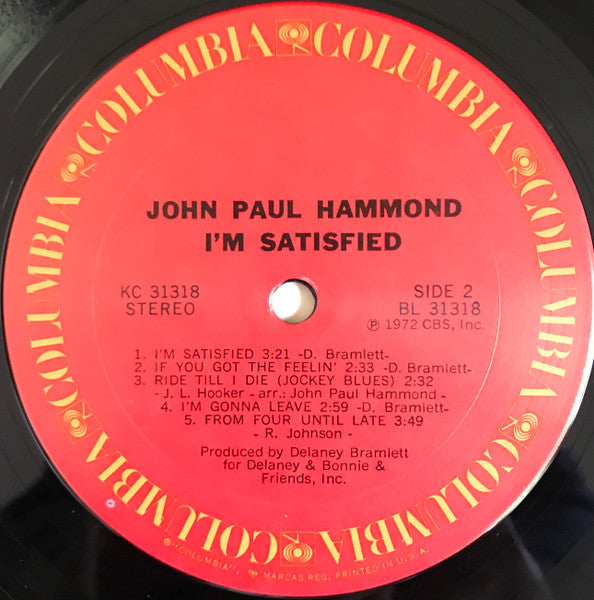 John Paul Hammond : I'm Satisfied (LP, Album, San)