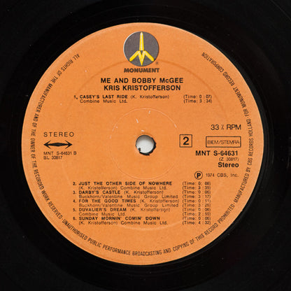 Kris Kristofferson : Me And Bobby McGee (LP, Album, RE)