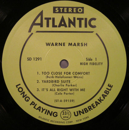 Warne Marsh : Warne Marsh (LP, Album, Mono, RP)