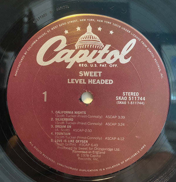 Sweet* : Level Headed (LP, Album, Club, Gat)
