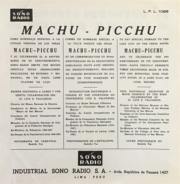 Various : Machu-Picchu (LP, Comp, Mono)