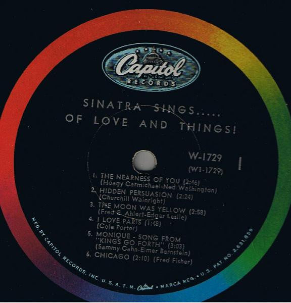 Frank Sinatra : Sinatra Sings...Of Love And Things (LP, Comp, Mono, Scr)