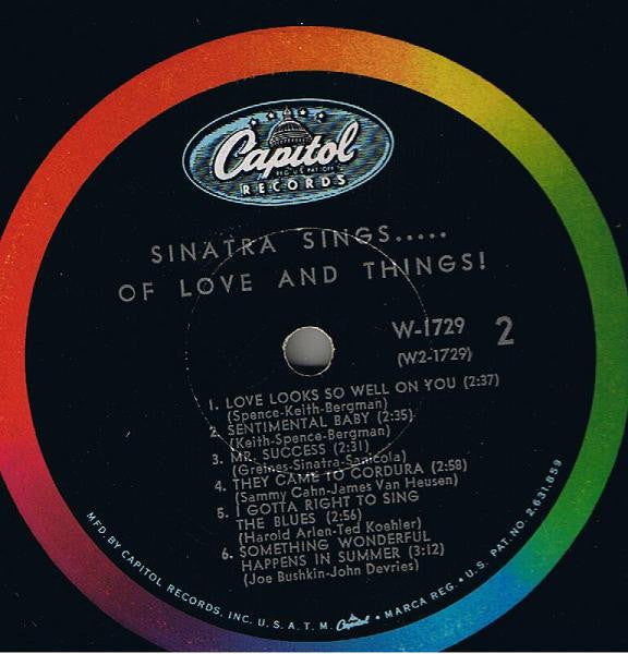 Frank Sinatra : Sinatra Sings...Of Love And Things (LP, Comp, Mono, Scr)