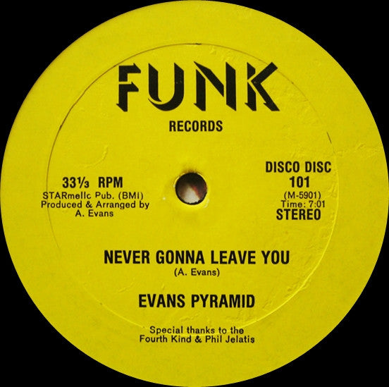 Evans Pyramid : Never Gonna Leave You / The Dip Drop (12")