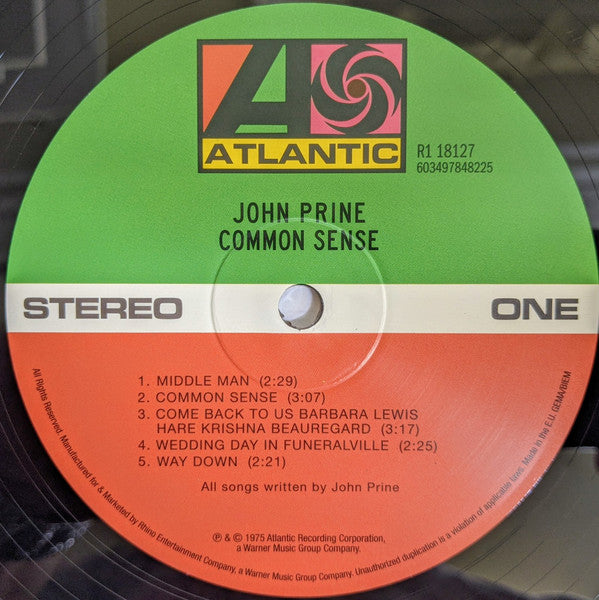 John Prine : Common Sense (LP, Album, RE, 180)