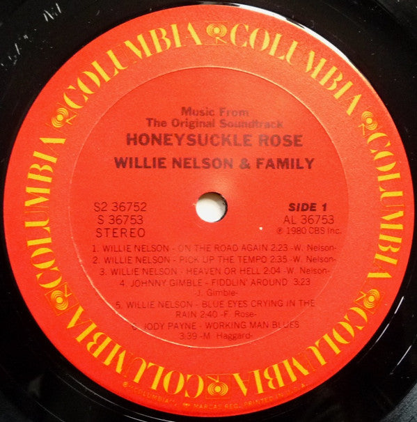 Willie Nelson & Family : Honeysuckle Rose (Music From The Original Soundtrack) (2xLP, Album, Pit)