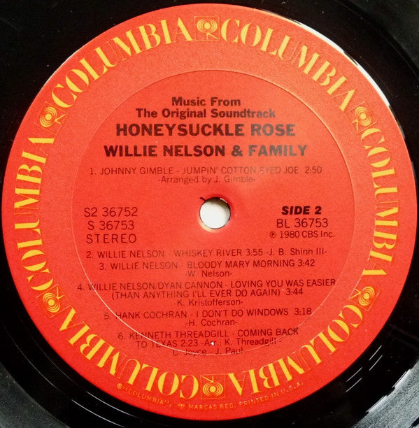 Willie Nelson & Family : Honeysuckle Rose (Music From The Original Soundtrack) (2xLP, Album, Pit)