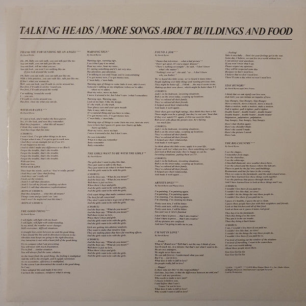 Talking Heads : More Songs About Buildings And Food (LP, Album, Win)