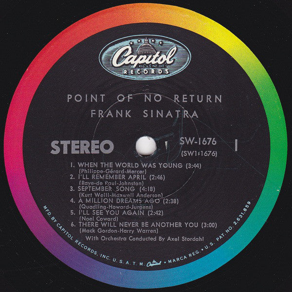 Frank Sinatra : Point Of No Return (LP, Album, Scr)