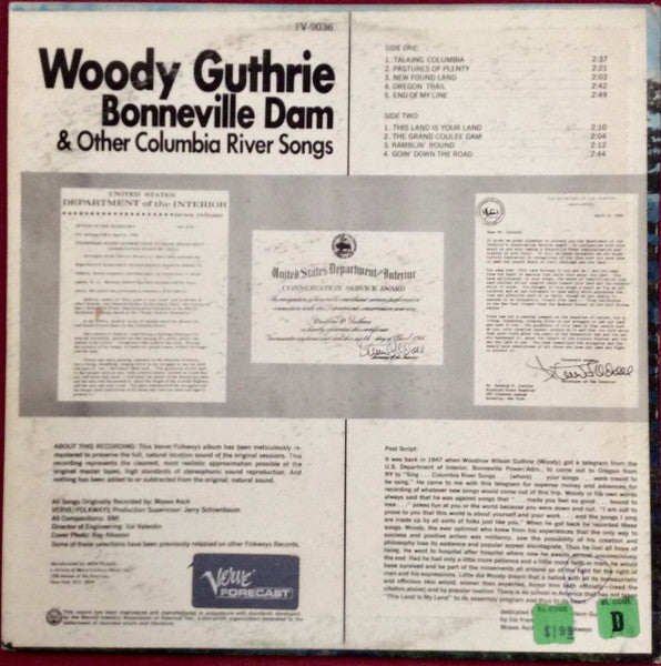 Woody Guthrie : Bonneville Dam And Other Columbia River Songs (LP, RE)