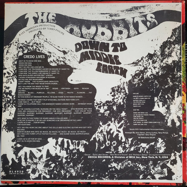The Hobbits : Down To Middle Earth (LP, Album, Mono, Glo)