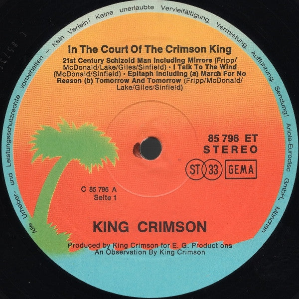 King Crimson : In The Court Of The Crimson King (An Observation By King Crimson) (LP, Album, RE)