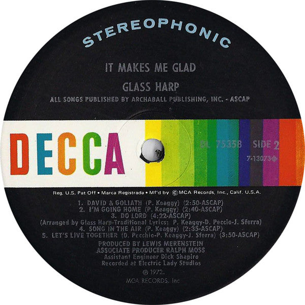 Glass Harp : It Makes Me Glad (LP, Album, Pin)