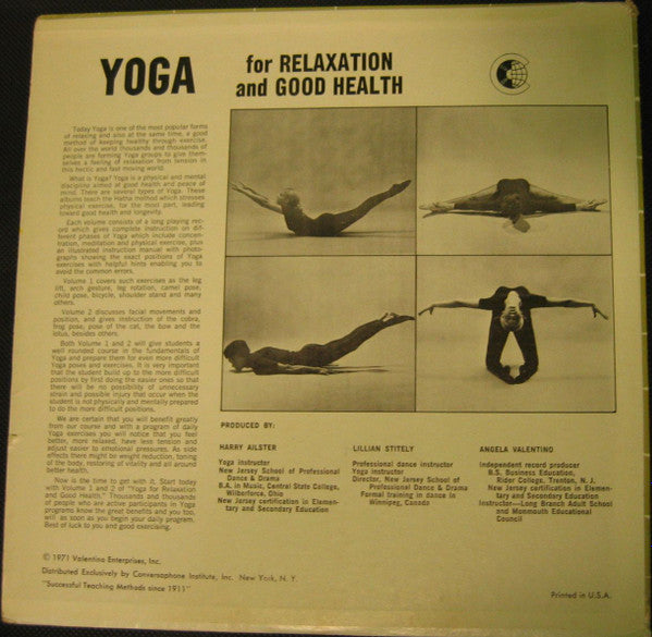 No Artist : Yoga Instructions For Relaxation And Good Health: Volume 1 (LP, Album)