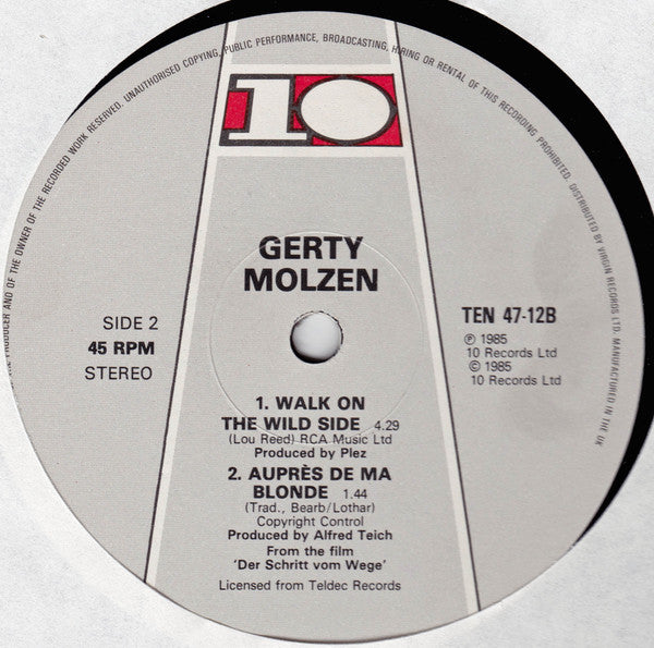 Gerty Molzen : Walk On The Wild Side (12")
