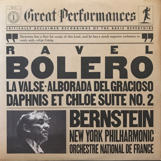 Ravel* - Bernstein*, New York Philharmonic, Orchestre National De France : Bolero / La Valse / Alborada Del Gracioso / Daphnis Et Chloe Suite No. 2 (LP, Comp, RE, RM)