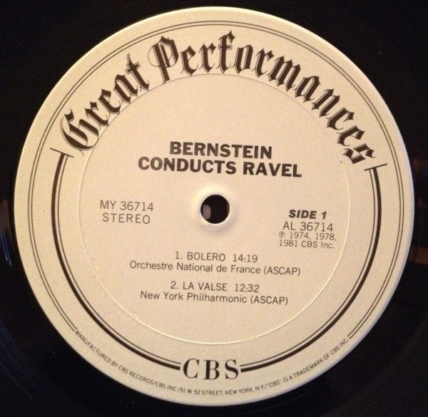 Ravel* - Bernstein*, New York Philharmonic, Orchestre National De France : Bolero / La Valse / Alborada Del Gracioso / Daphnis Et Chloe Suite No. 2 (LP, Comp, RE, RM)