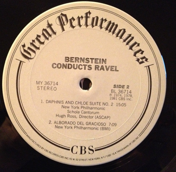 Ravel* - Bernstein*, New York Philharmonic, Orchestre National De France : Bolero / La Valse / Alborada Del Gracioso / Daphnis Et Chloe Suite No. 2 (LP, Comp, RE, RM)