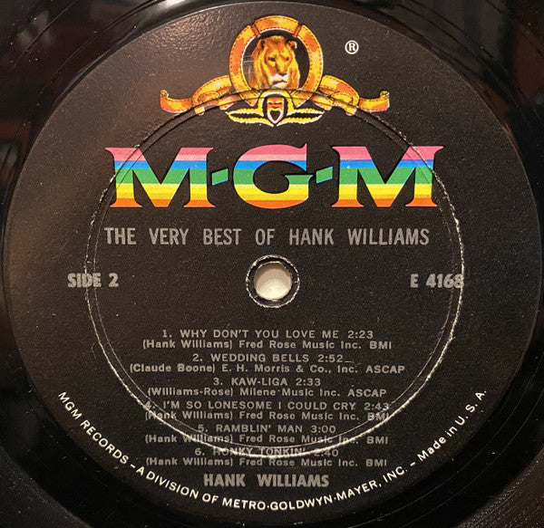 Hank Williams : The Very Best Of Hank Williams (LP, Comp, Mono)