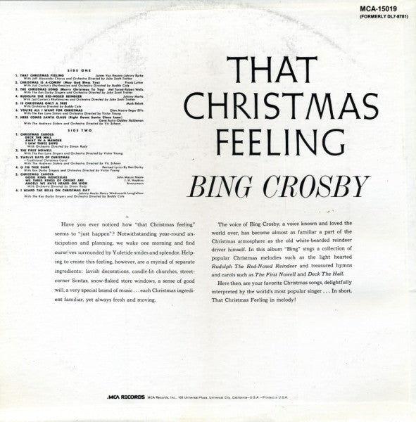 Bing Crosby : That Christmas Feeling (LP, Album, RE, Blu)