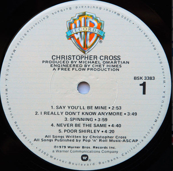 Christopher Cross : Christopher Cross (LP, Album, Win)
