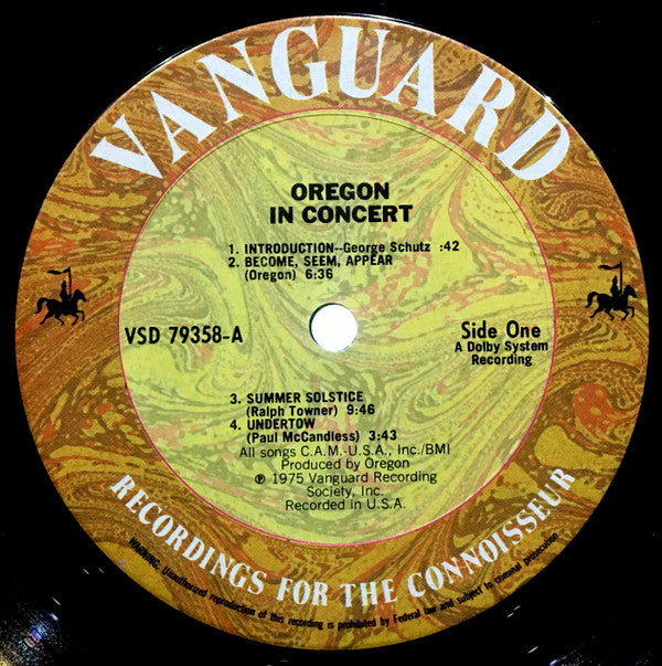 Oregon : In Concert (LP, Album, RE, Pit)