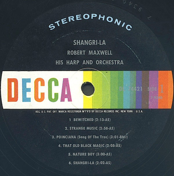 Robert Maxwell, His Harp And Orchestra : Shangri-La (LP, Album)