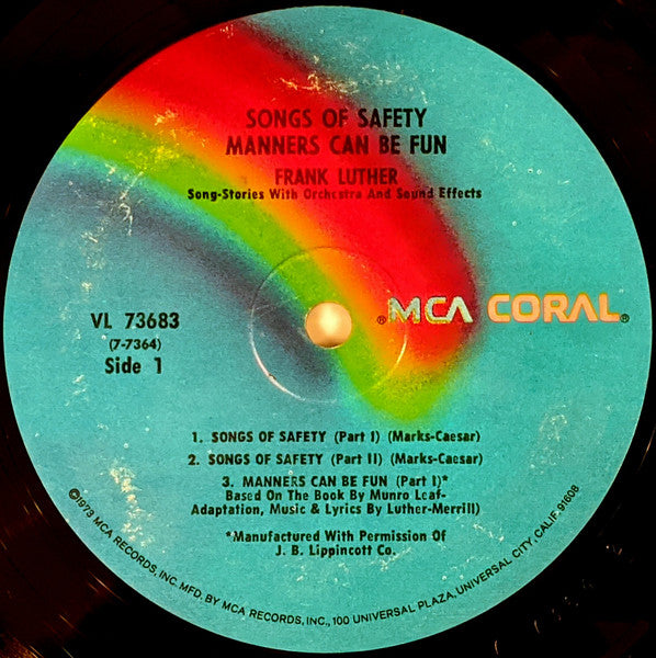 Frank Luther (2) : Songs Of Safety - Manners Can Be Fun, Health Can Be Fun (LP, Comp, RE, Sim)
