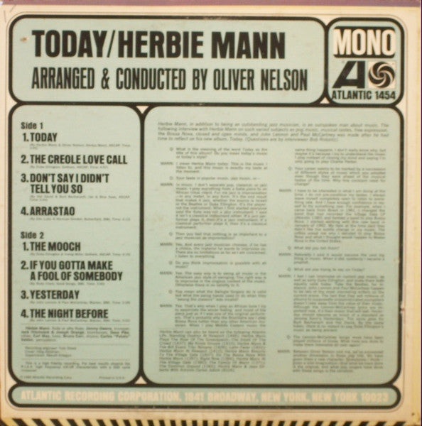 Herbie Mann : Today! (LP, Album, Mono)