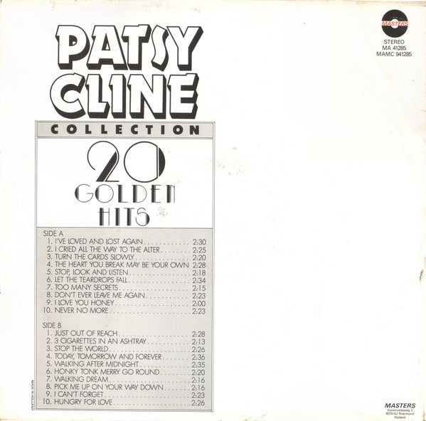 Patsy Cline : Patsy Cline Collection: 20 Greatest Hits (LP, Comp)