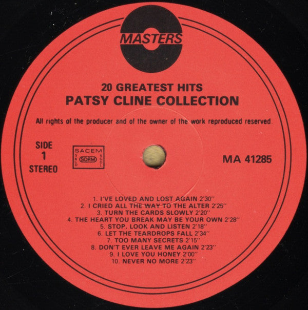 Patsy Cline : Patsy Cline Collection: 20 Greatest Hits (LP, Comp)