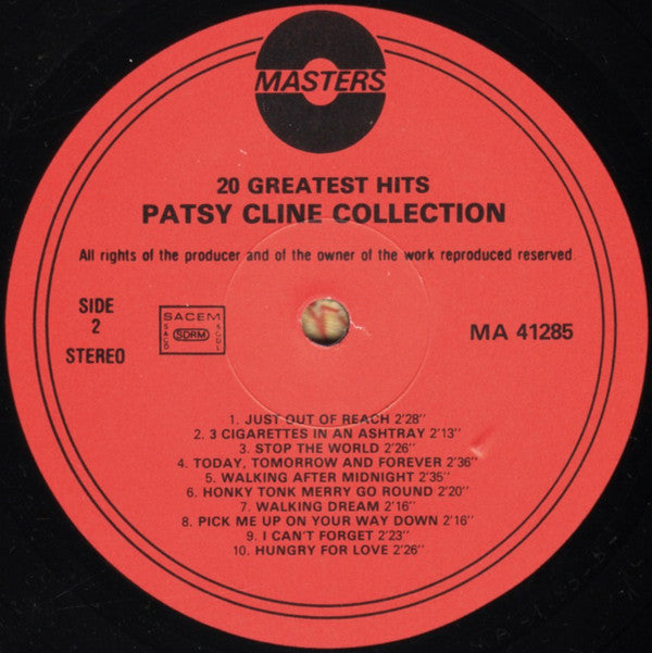 Patsy Cline : Patsy Cline Collection: 20 Greatest Hits (LP, Comp)