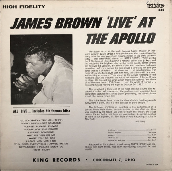 James Brown : James Brown Live At The Apollo (LP, Album, Mono)
