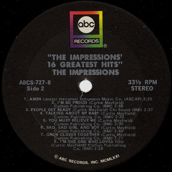 The Impressions : 16 Greatest Hits (LP, Comp)