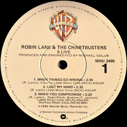 Robin Lane & The Chartbusters : 5 Live (12", EP, Win)