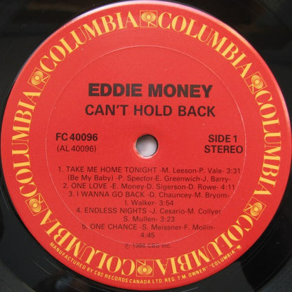 Eddie Money : Can't Hold Back (LP, Album)