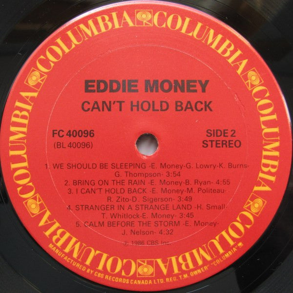 Eddie Money : Can't Hold Back (LP, Album)
