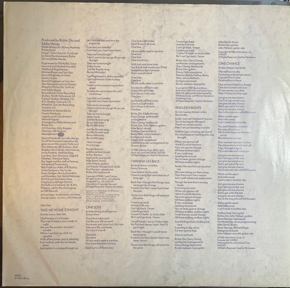 Eddie Money : Can't Hold Back (LP, Album)