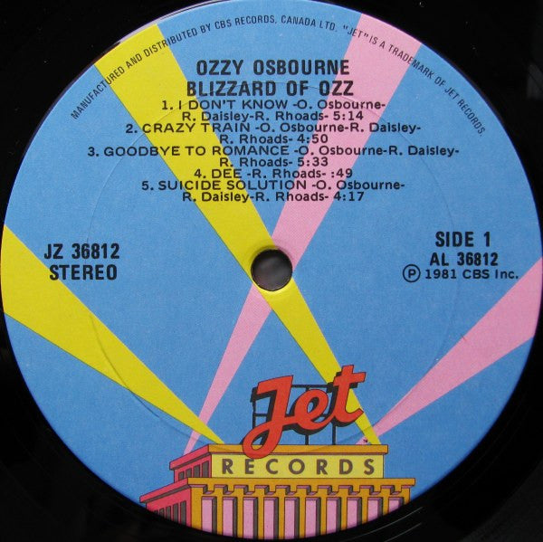 Ozzy Osbourne : Blizzard Of Ozz (LP, Album)