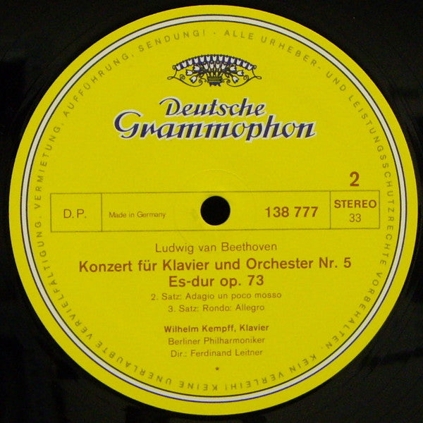 Beethoven* – Wilhelm Kempff, Berliner Philharmoniker · Ferdinand Leitner : Klavierkonzert Nr. 5 Es-dur (LP, RP)