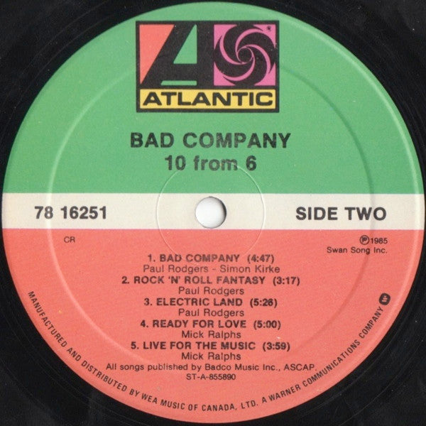 Bad Company (3) : 10 From 6 (LP, Comp)