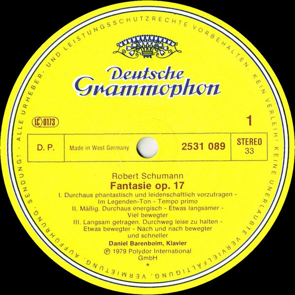 Robert Schumann, Daniel Barenboim : Kinderszenen ∙ Arabeske ∙ Fantasie (LP)